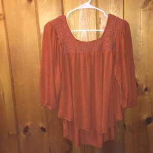 Burnt orange bohemian blouse